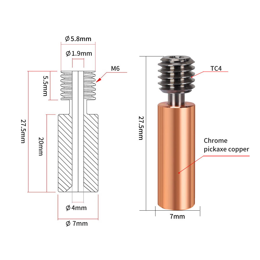 Bimetal CR10 Heat Break Titani - Btt Skr Mini ulasan dan harga